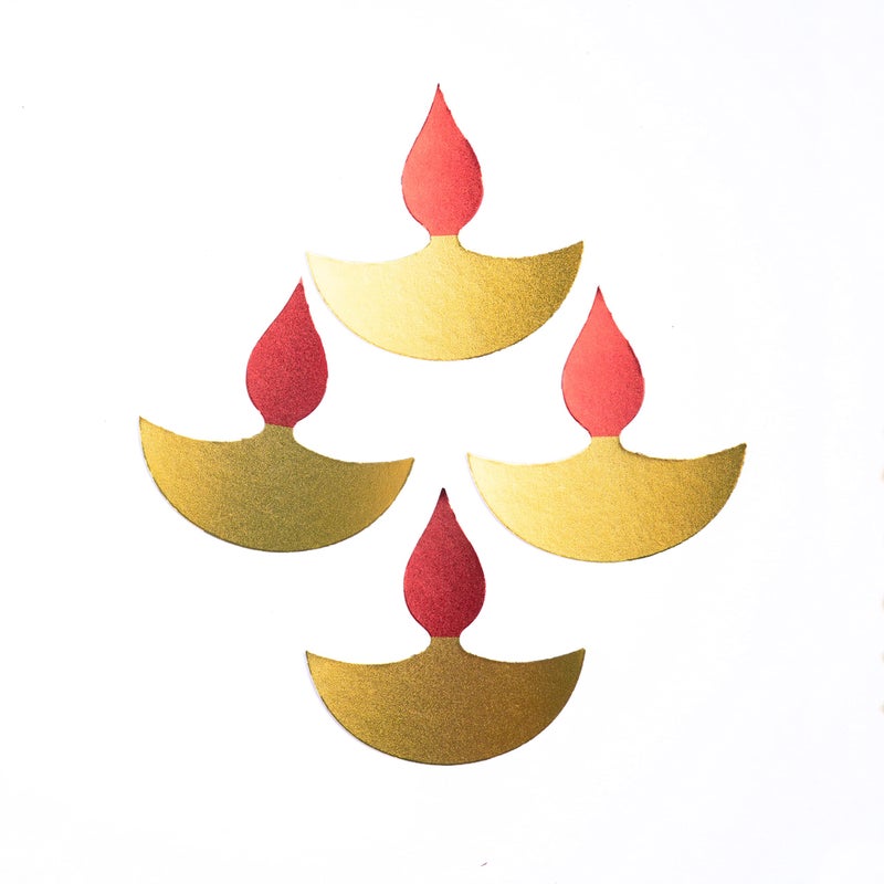 Desi Favors Small Diya Shaped Paper Cutouts | Home Traditional Festive Wedding, Mehendi, Happy Diwali, Decor | Diya Diwali Craft Backdrop Decorations | Indoor & Outdoor | 3.54x3.54 Inch (Pack of 15) - Image 2